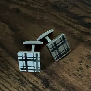 Hugo Boss Silver Tartan Cufflinks